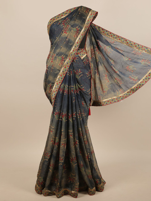 

Pothys Navy Blue & Red Floral Saree