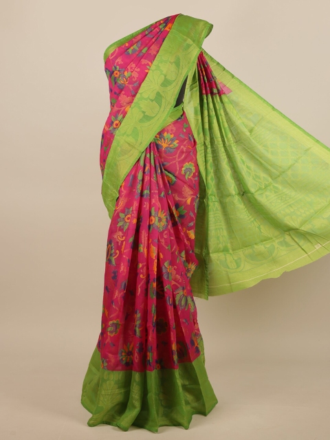 

Pothys Pink & Green Floral Saree