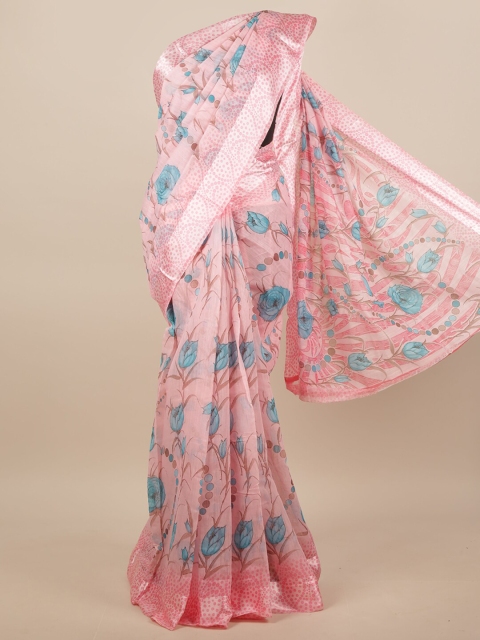 

Pothys Pink & Blue Floral Saree