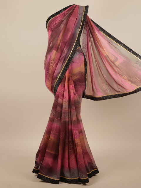 

Pothys Pink & Black Beads and Stones Saree
