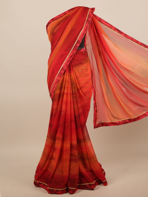 

Pothys Red & Orange Beads and Stones Saree