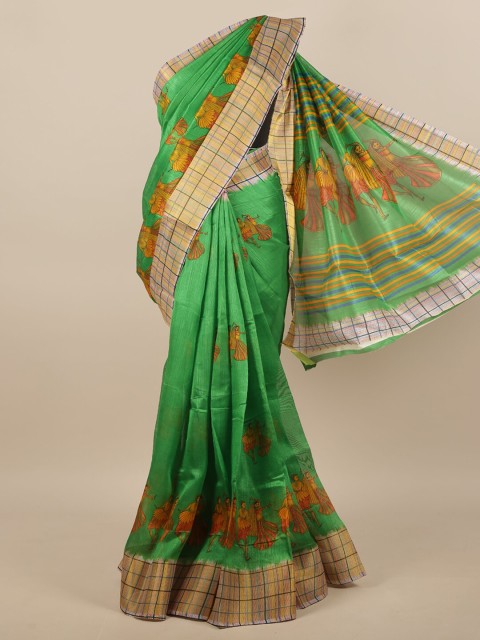 

Pothys Green & Mustard Ethnic Motifs Saree