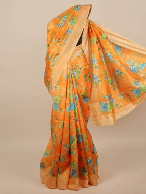 

Pothys Orange & Peach-Coloured Floral Saree