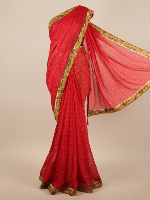 

Pothys Red & Green Ethnic Motifs Saree