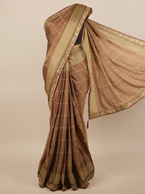 

Pothys Brown & Tan Striped Saree