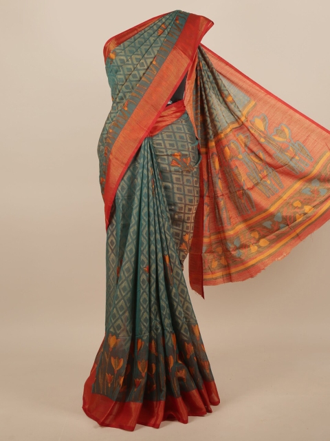 

Pothys Green & Red Zari Saree