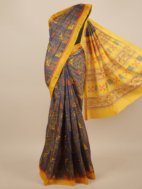 

Pothys Blue & Yellow Zari Saree