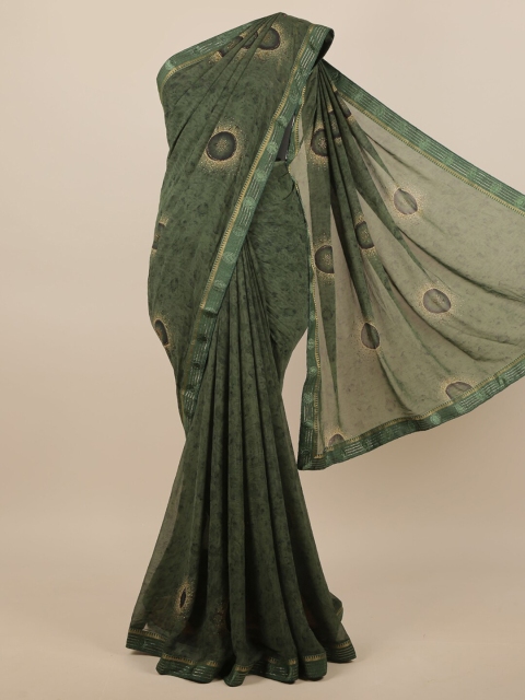 

Pothys Green & Gold-Toned Ethnic Motifs Saree