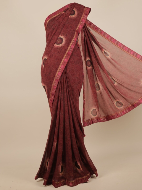 

Pothys Maroon & Pink Beads and Stones Saree