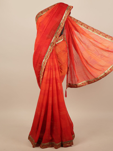 

Pothys Red & Orange Floral Saree