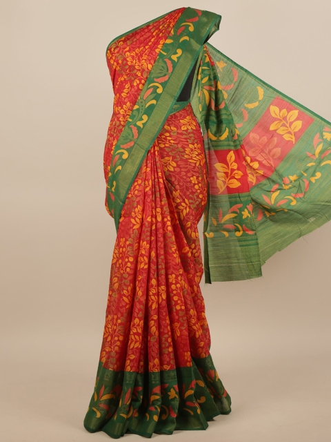 

Pothys Red & Green Floral Saree