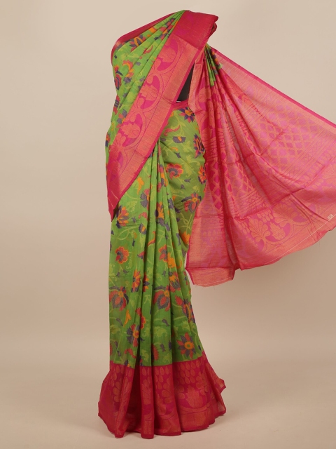 

Pothys Green & Pink Floral Saree