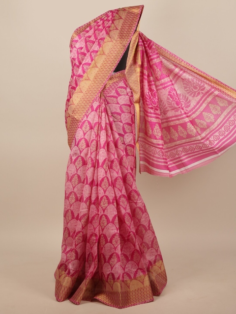 

Pothys Pink & Beige Ethnic Motifs Saree