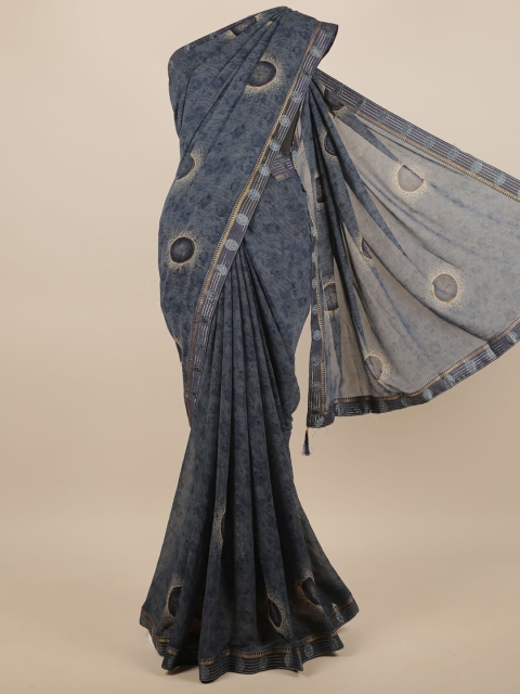 

Pothys Blue & Grey Ethnic Motifs Saree