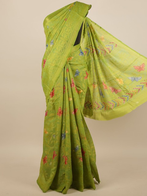 

Pothys Green & Peach-Coloured Ethnic Motifs Saree