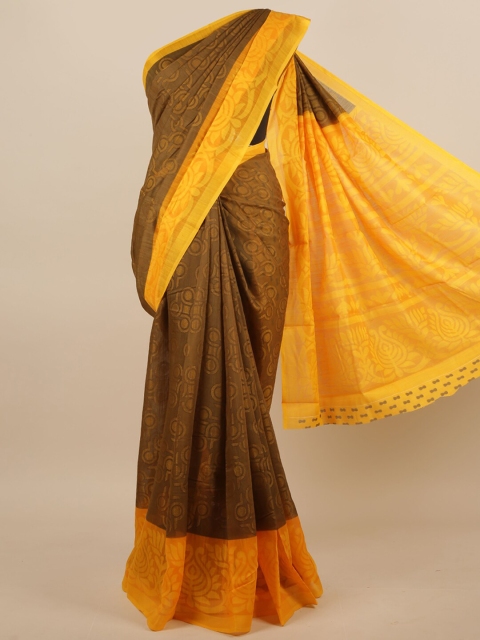

Pothys Olive Green & Yellow Ethnic Motifs Saree