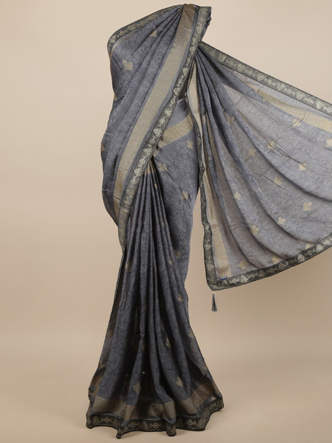 

Pothys Blue & Gold-Toned Ethnic Motifs Saree