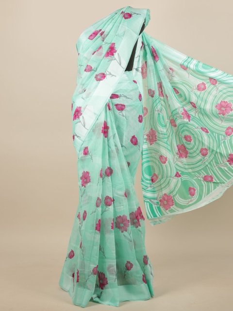 

Pothys Green & Pink Floral Saree