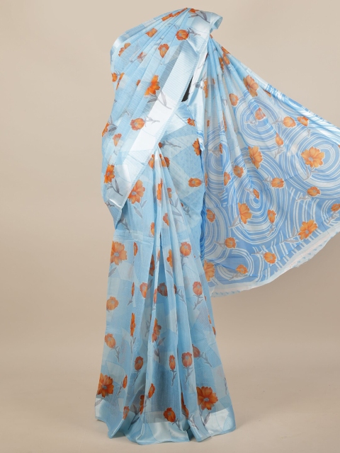 

Pothys Blue & Orange Floral Saree