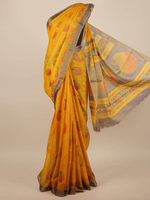 

Pothys Yellow & Orange Paisley Saree