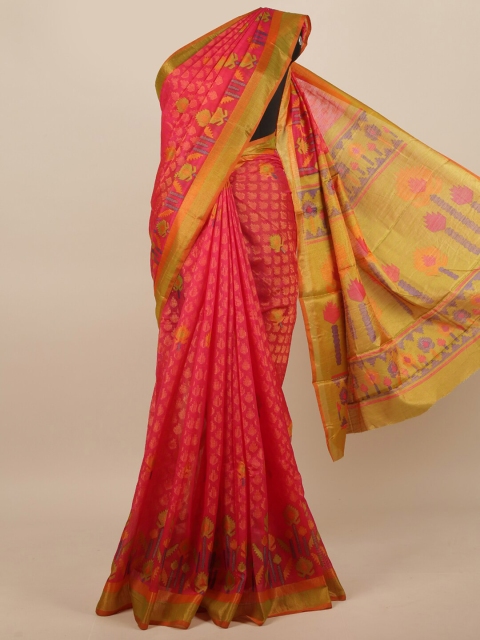 

Pothys Pink & Violet Zari Saree