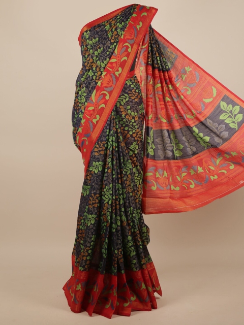 

Pothys Navy Blue & Green Ethnic Motifs Saree