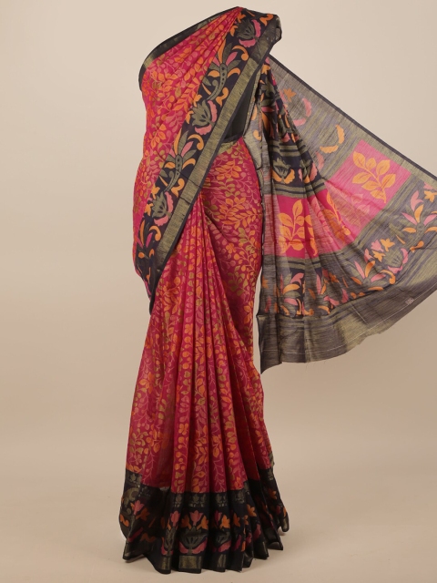 

Pothys Magenta & Orange Ethnic Motifs Zari Saree