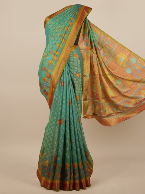 

Pothys Green & Orange Woven Design Saree