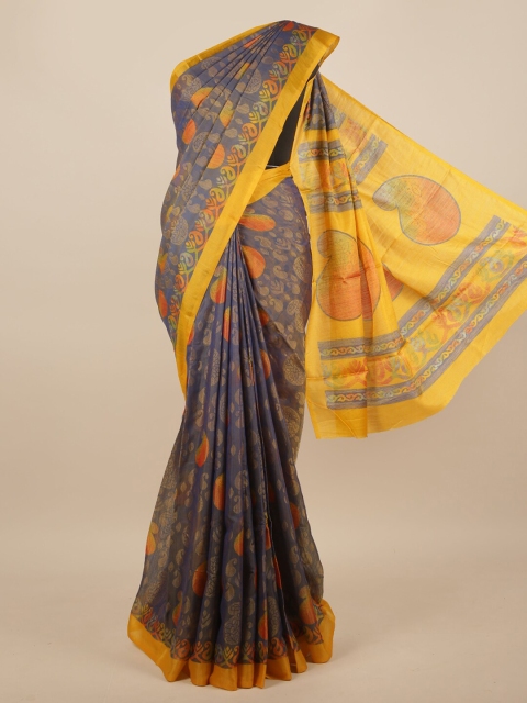 

Pothys Blue & Orange Paisley Saree