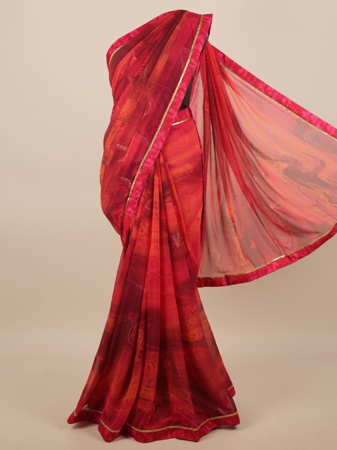

Pothys Pink & Red Beads and Stones Saree