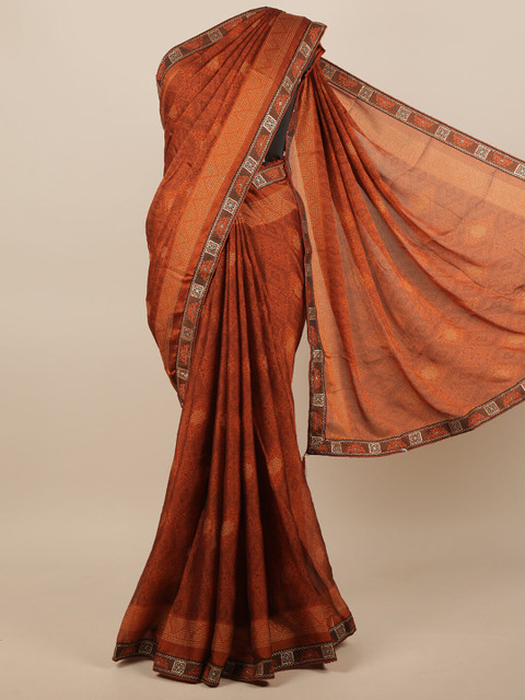

Pothys Rust & White Ethnic Motifs Saree