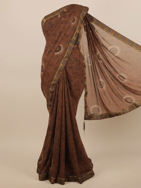 

Pothys Brown & Gold-Toned Ethnic Motifs Saree