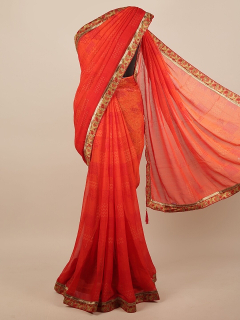 

Pothys Orange & Beige Floral Saree