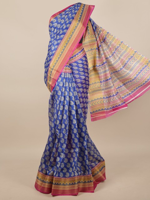 

Pothys Blue & Pink Paisley Saree