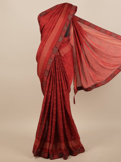 

Pothys Red & Brown Embellished Beads and Stones Saree