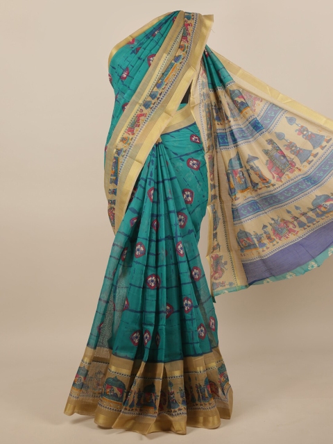 

Pothys Green & Pink Ethnic Motifs Saree