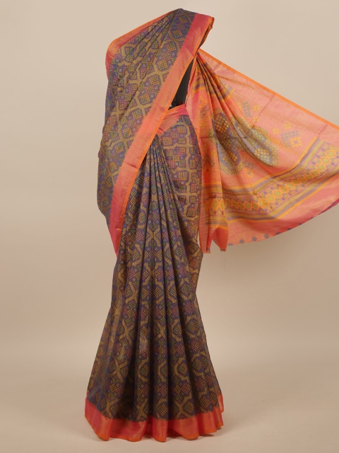 

Pothys Blue & Orange Saree