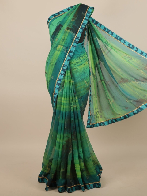 

Pothys Green & Blue Beads and Stones Saree