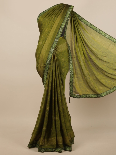 

Pothys Green & Silver-Toned Ethnic Motifs Saree