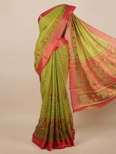 

Pothys Green & Pink Zari Saree