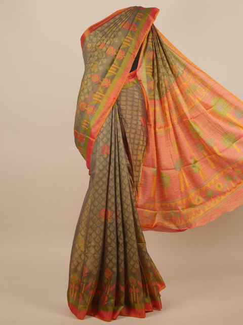 

Pothys Grey & Red Floral Printed Saree