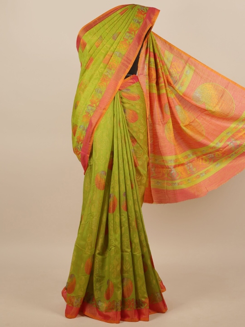 

Pothys Green & Pink Printed Floral Saree