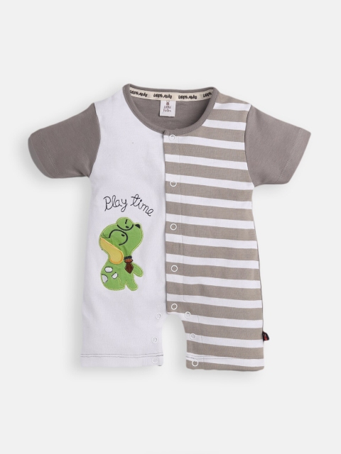 

Little Folks Baby Boys Grey & White Cotton Rompers