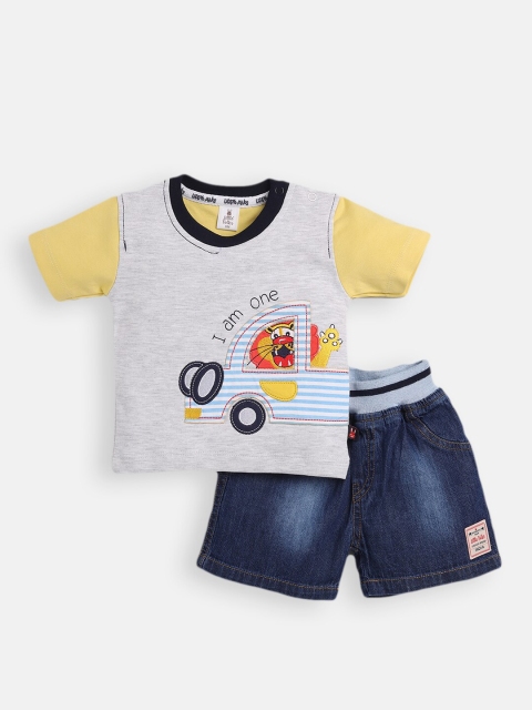 

Little Folks Boys Grey & Blue T-shirt with Shorts with Applique Detail