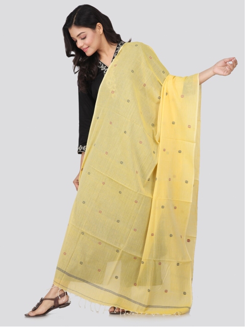 

PinkLoom Yellow Woven Design Pure Cotton Dupatta