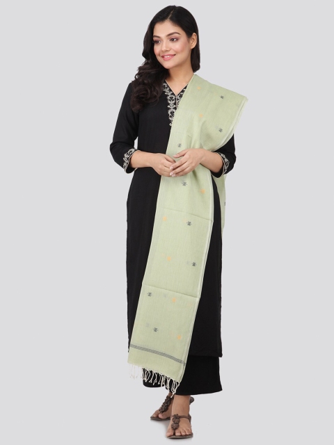 

PinkLoom Women Green Pure Cotton Geometric Woven Designed Sustainable Dupatta