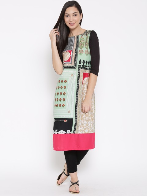 

W Women Multicoloured Printed Straight Kurta, Multi