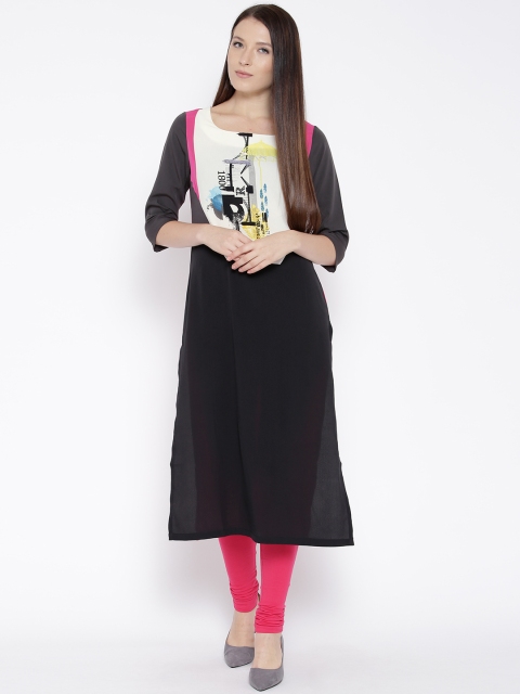 

W Black & Pink Printed Kurta