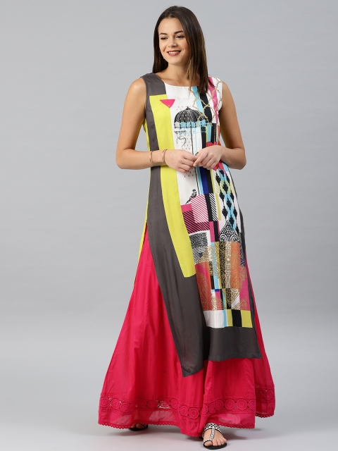 

W Women Multicoloured Printed Straight Kurta, Multi