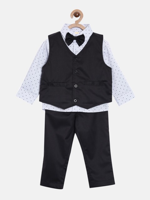 

Aomi Boys Black & White Shirt with Trousers & Waistcoat